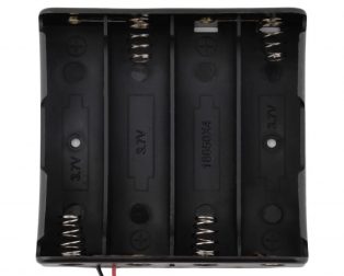 Black Plastic Storage Box Case Holder For Battery 4 x 18650 Cell Box, without cover (Robu.in)