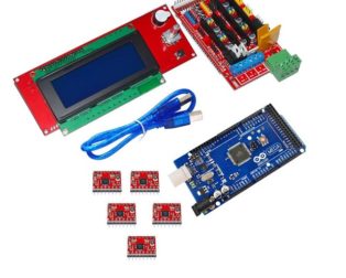 RAMPS 1.4 3D Printer Controller+Arduino Mega2560 with Cable+5Pcs A4988 Driver With Heat Sink+LCD 2004 Display Kit (Robu.in)