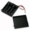 Black Plastic Storage Box Case Holder For Battery 4 X AA Cell Box with On/Off Switch and Cover (Robu.in)