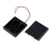 Black Plastic Storage Box Case Holder For Battery 4 X AA Cell Box with On/Off Switch and Cover (Robu.in)