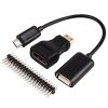 Raspberry Pi zero 3in1 Micro USB Cable+Pin Header+HDMI Adapter