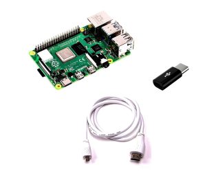 Combo of Raspberry Pi 4 Model-B with 1 GB RAM + Micro-HDMI Cable + Micro-USB to C type Converter