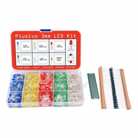 Plusivo 3mm Diffused LED Diode Assortment Kit