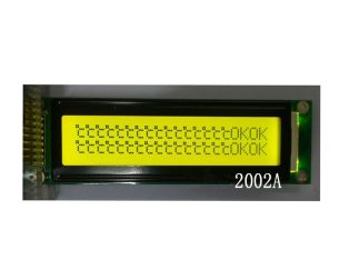 5V LCD2002 Display With Yellow-Green Backlight