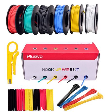 Plusivo 22AWG Hook up Wire Kit - 600V Tinned Stranded Silicone Wire of 6 Different Colors