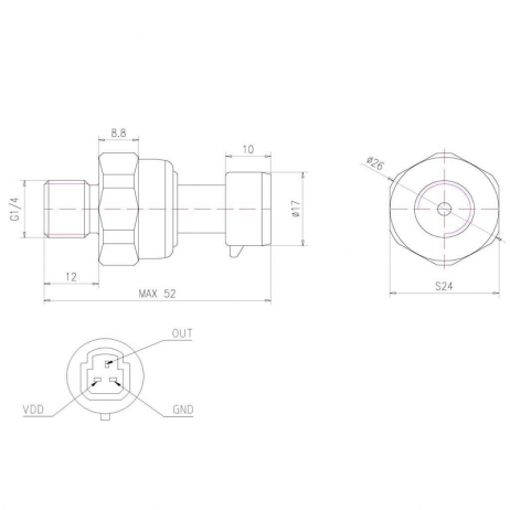 0.5MPa Stainless Steel Pressure Transducer Sensor