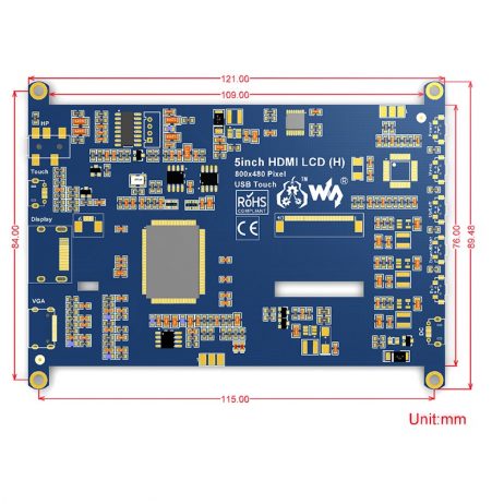 Waveshare 5 Inch Capacitive HDMI LCD Display(H)