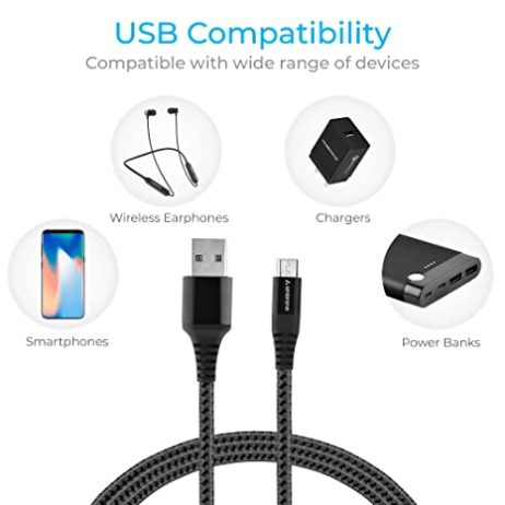 Ambrane Ambrane Fast Charging Braided Micro USB Cable 3A 1