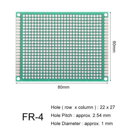 6 x 8 cm Universal PCB Prototype Board Single-Sided 2.54mm Hole Pitch