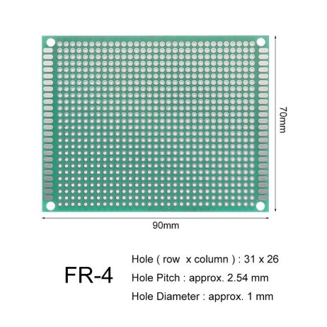 7 x 9 cm Universal PCB Prototype Board Single-Sided 2.54mm Hole Pitch