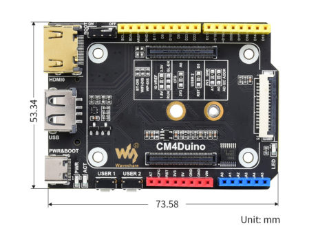 WAVESHARE Waveshare Arduino Compatible Base Board For Raspberry Pi Compute Module 4 HDMI USB M.2 Slot 1