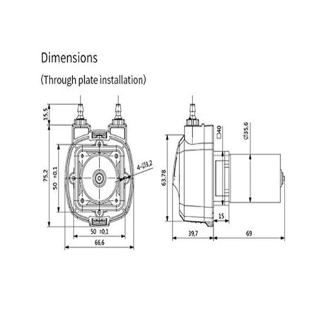 Kamoer KHM SV3S16 Kamoer Pump 24V BRUSHEDSV 0.4A S16 360mlminSilicon tube 3.26 1