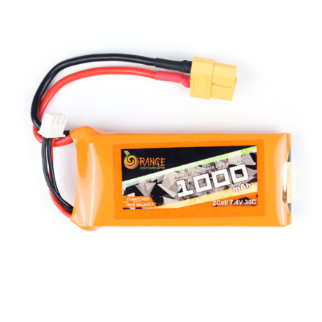 Orange 7.4V 1000mAh 30C 2S Lithium Polymer Battery Pack