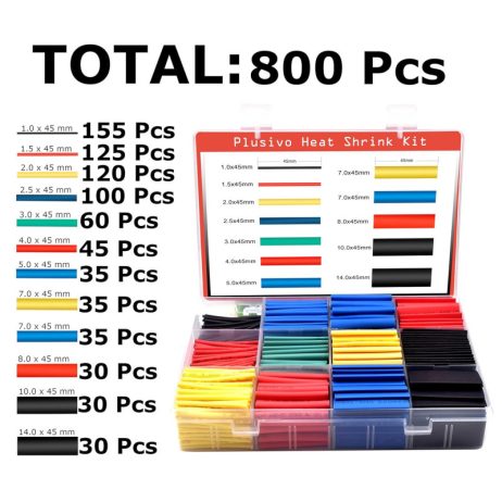 Plusivo Plusivo 12 Size 800 PCS Heat Shrink Tube Kit 2