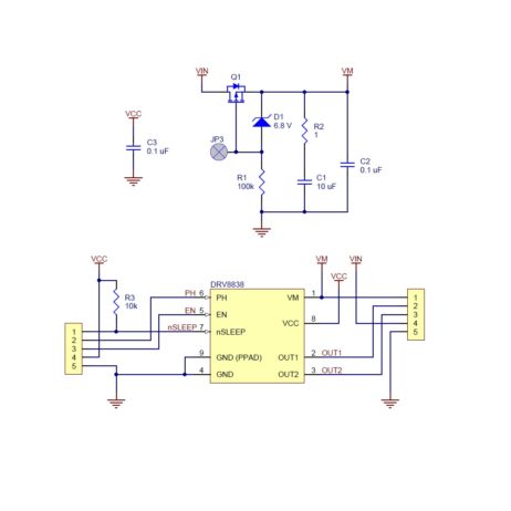 DRV8838 Single Brushed DC Motor Driver Carrier circuit diagram