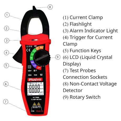 Plusivo ac digital clamp meter t rms 6000 counts 2