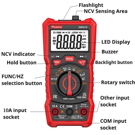 Plusivo plusivo digital multimeter dm501d 4