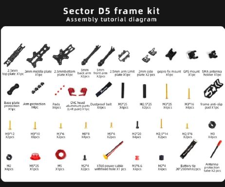 HGLRC Sector D5 FR 5-inch Freestyle FPV Frame