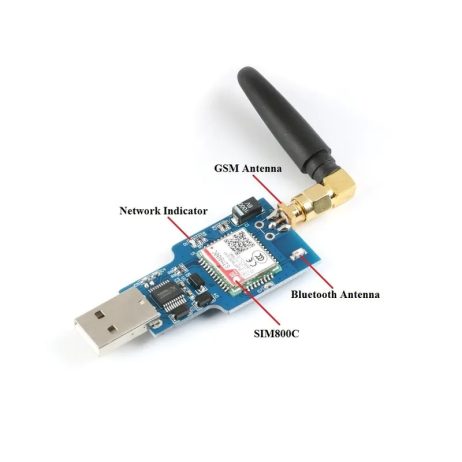 Generic USB to GSM Serial GPRS SIM800C Module with Bluetooth Computer Control Calling with Glue Stick Antenna 1