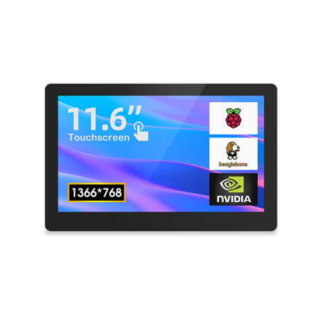 Elecrow CrowVision 11.6” Raspberry Pi Capacitive Touch Display HD 1366*768 IPS Screen for RPI LattePanda/Beaglebone/Jetson Nano, etc Plug Power Adapter Plug