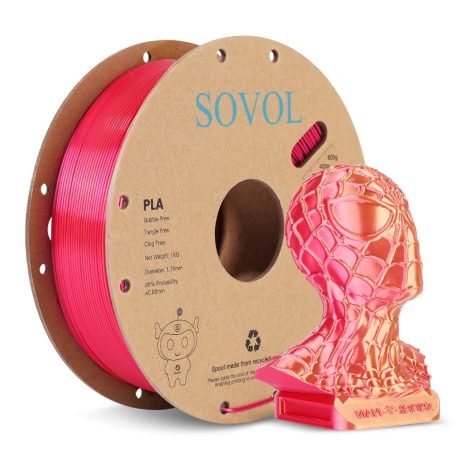 Sovol Silk Dual Colors PLA Filaments Gold+Rose Red